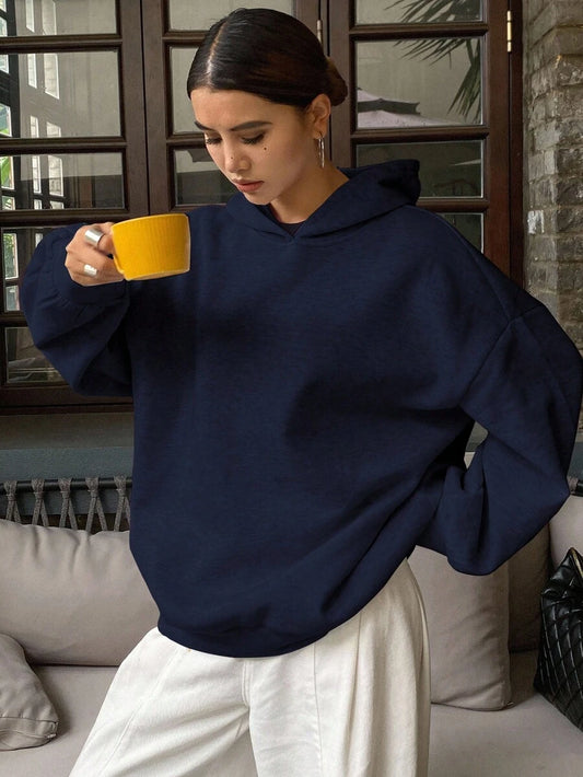 SHEIN DAZY هودي فليس فضفاض كاجوال ازرق