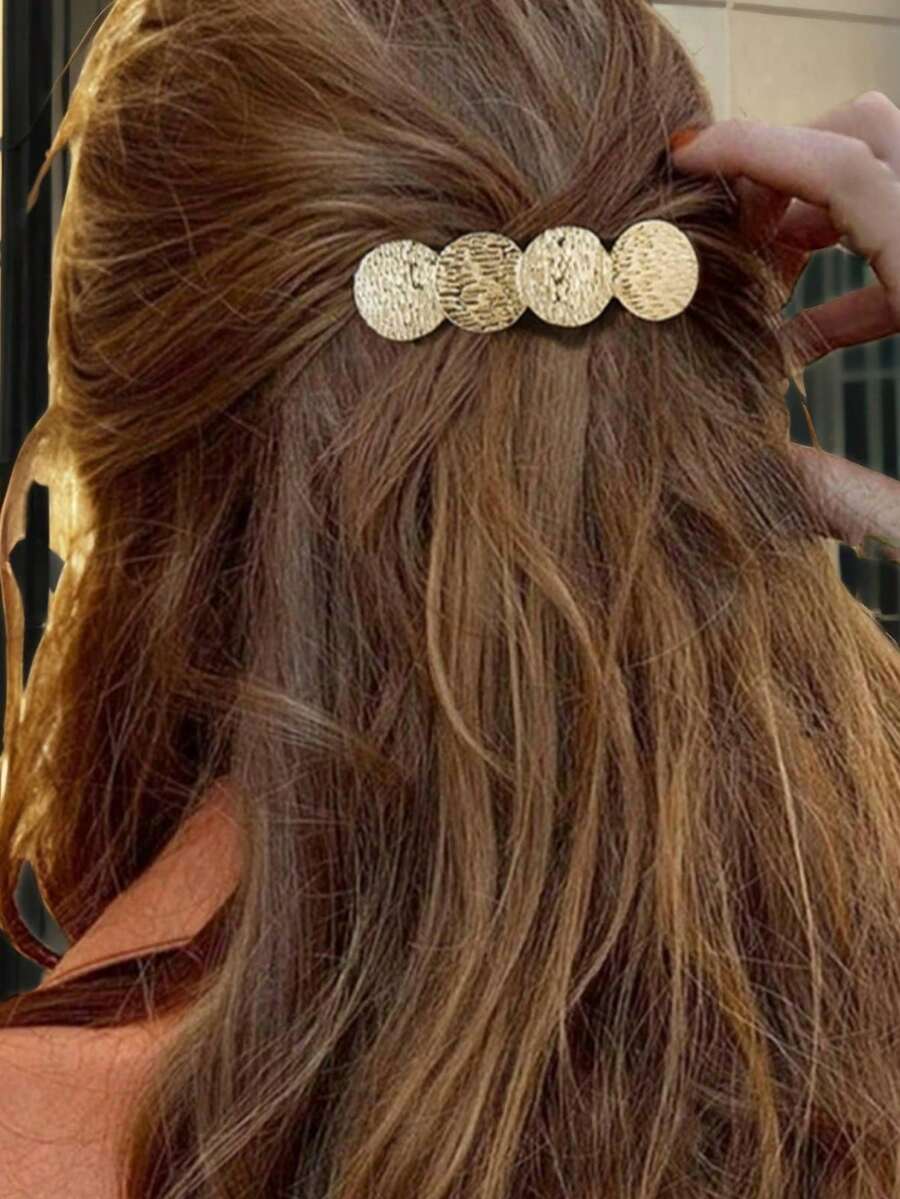 SHEIN مشبك شعر معدني ذهبي بتصميم فريد