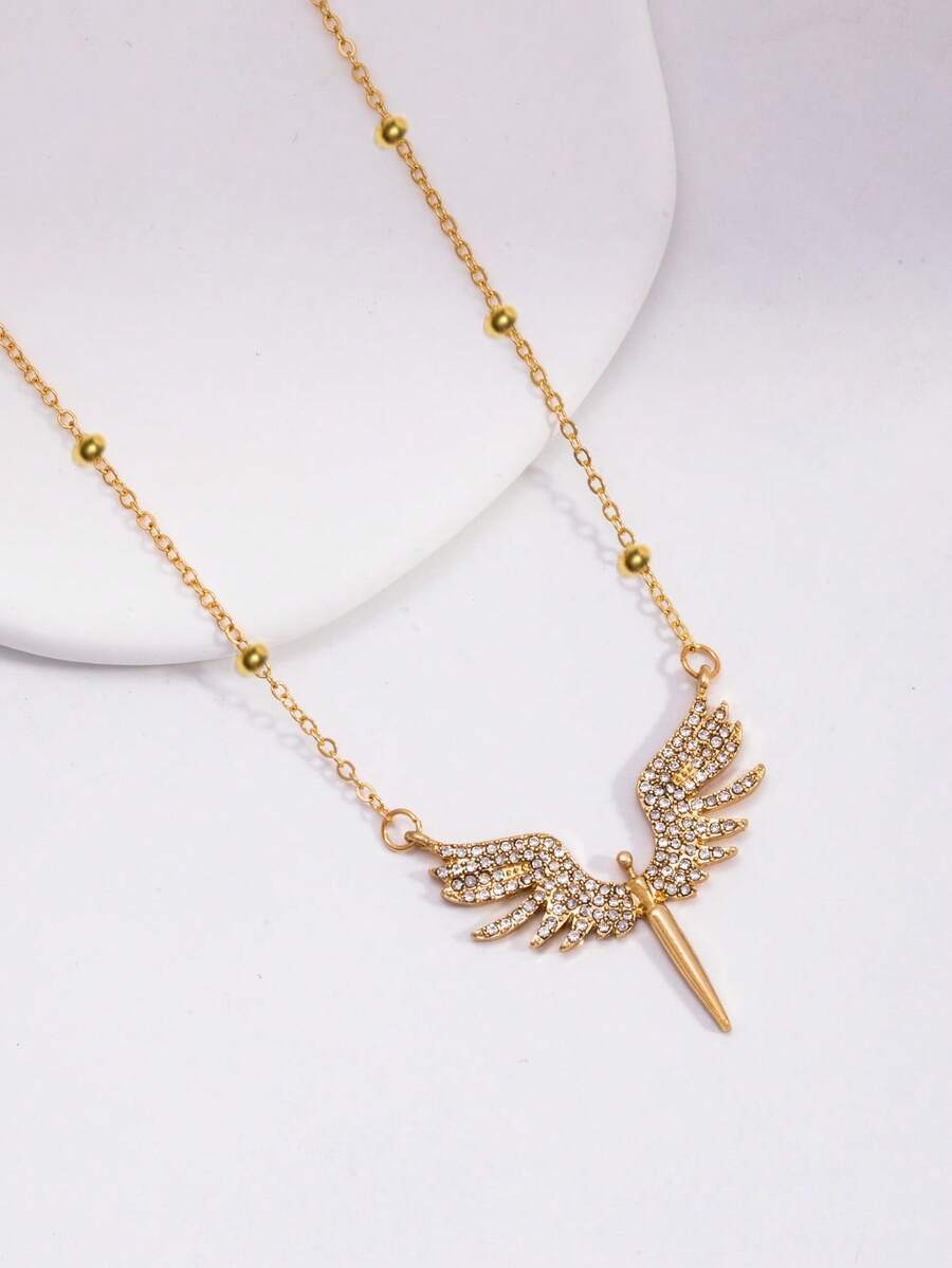 SHEIN حزام خصر ذهبي مرصع بالماس على شكل جناح ملاك
