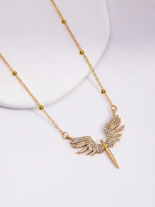 SHEIN حزام خصر ذهبي مرصع بالماس على شكل جناح ملاك