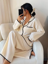 SHEIN Dream Adore بيجامة بأكمام طويلة وياقة ملونة
