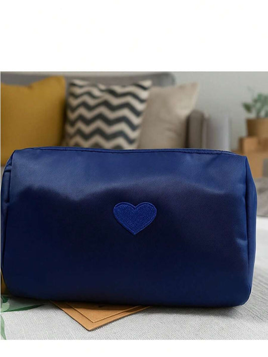 SHEIN حقيبة تجميل زرقاء بسعة كبيرة لتخزين المكياج