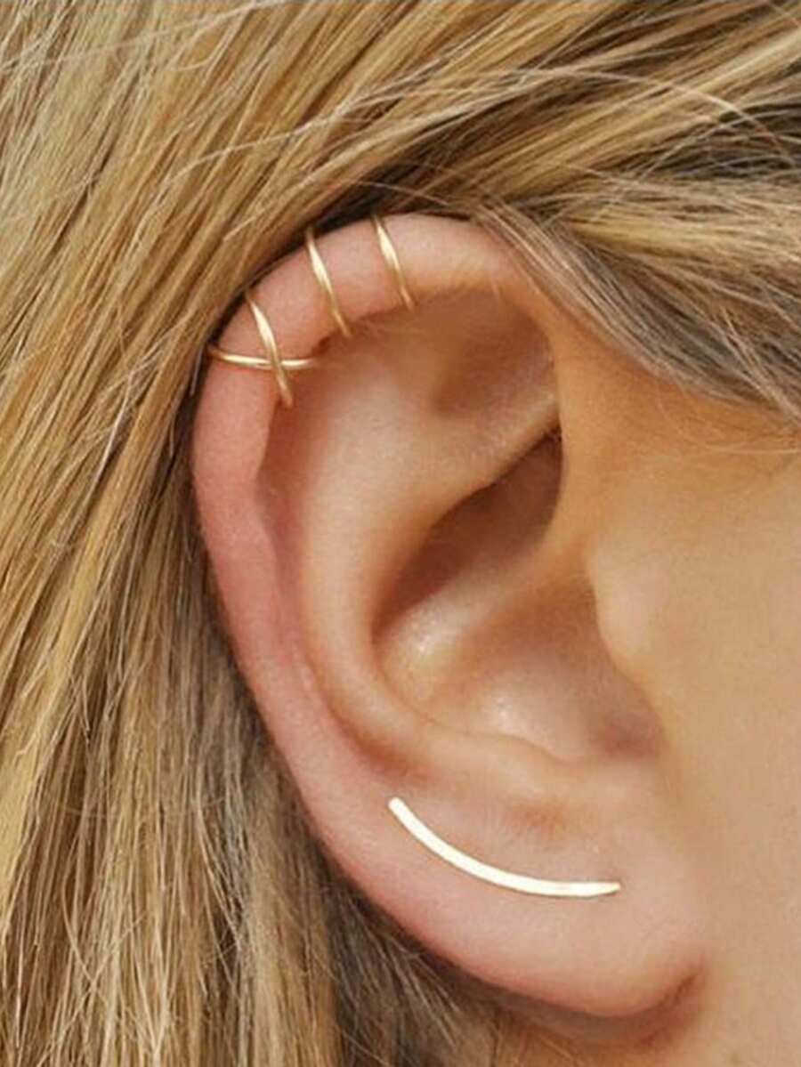 SHEIN طقم 2 حلقة شفة بدون ثقب من الصلب المقاوم للصدأ بطراز بانك