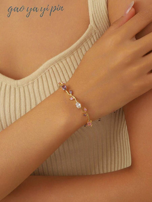 SHEIN سوار تنس مرصع بالزركونيا مطلي إلكتروليتيك