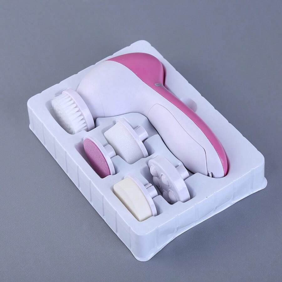 SHEIN فرشاة تنظيف وجه كهربائية 5 في 1 مع رؤوس قابلة للتبديل