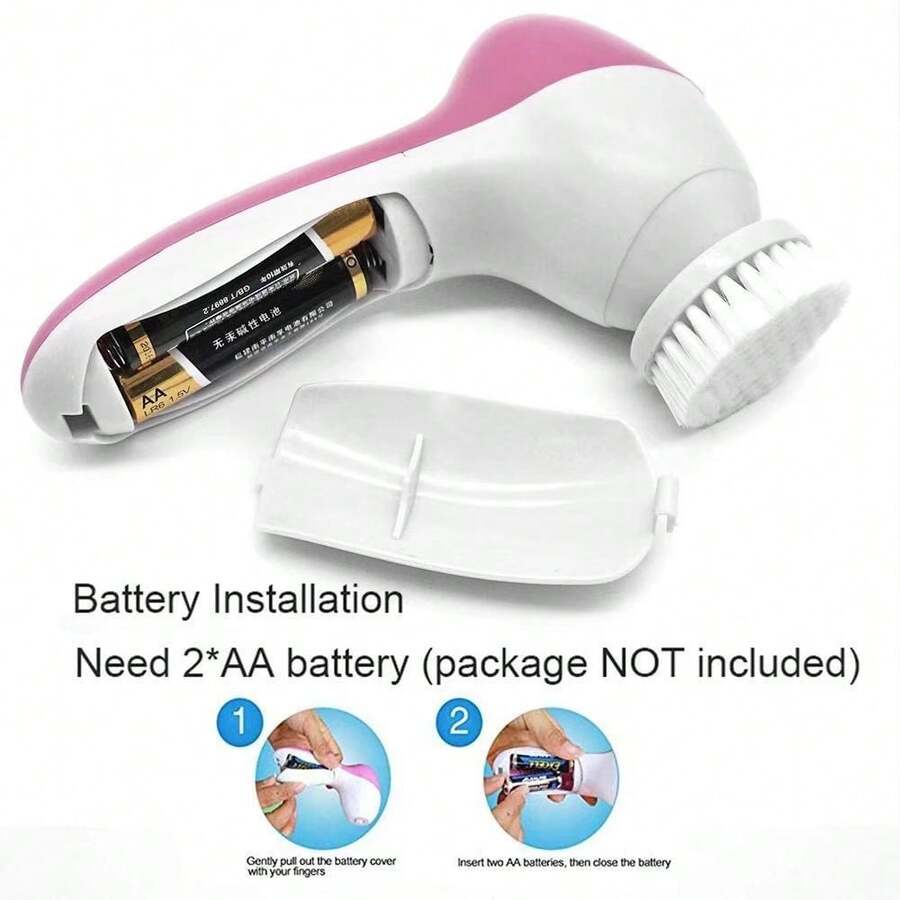 SHEIN فرشاة تنظيف وجه كهربائية 5 في 1 مع رؤوس قابلة للتبديل