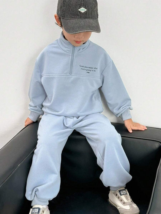 SHEIN Genkimix Kids طقم ملابس أولادي بلوزة كاجوال مطبوعة وبنطلون ضيق