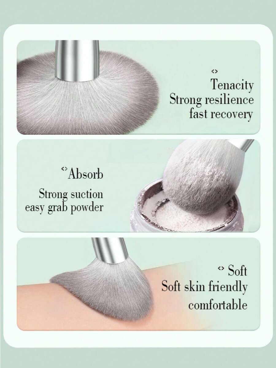 SHEIN mulynsie طقم 14 فرشاة مكياج فاخرة باللون الفضي بشعر نايلون آمن