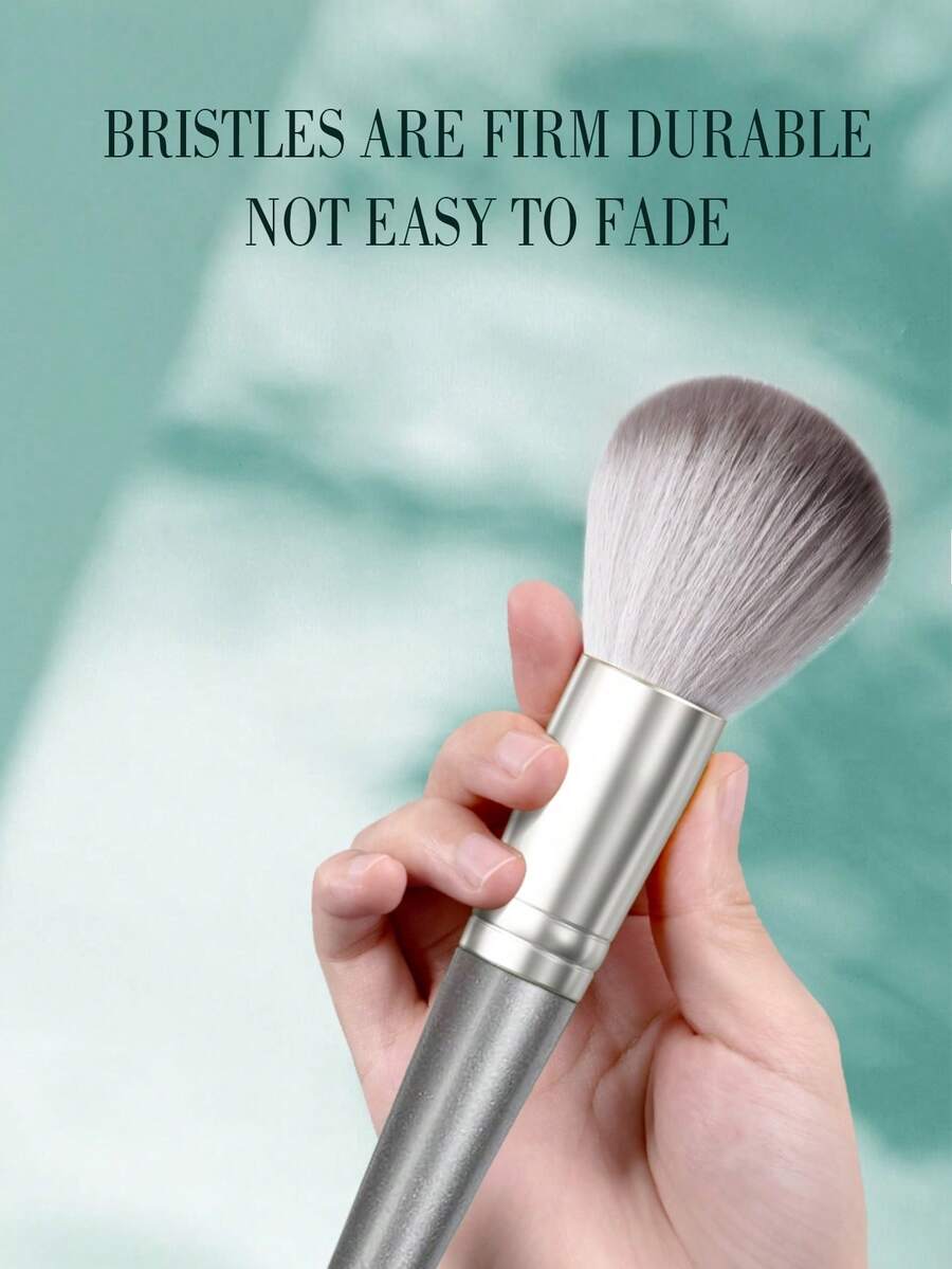 SHEIN mulynsie طقم 14 فرشاة مكياج فاخرة باللون الفضي بشعر نايلون آمن