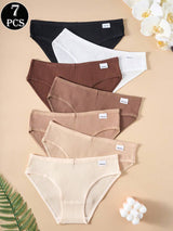SHEIN طقم 7 قطع ملابس داخلية نسائية قطنية مضلعة ناعمة بدون حياكة