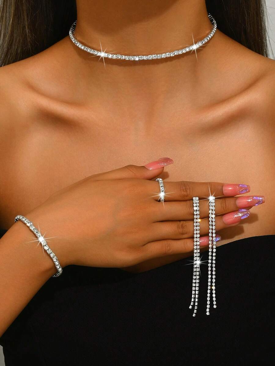 SHEIN مجموعة مجوهرات 4-5 قطع عتيقة