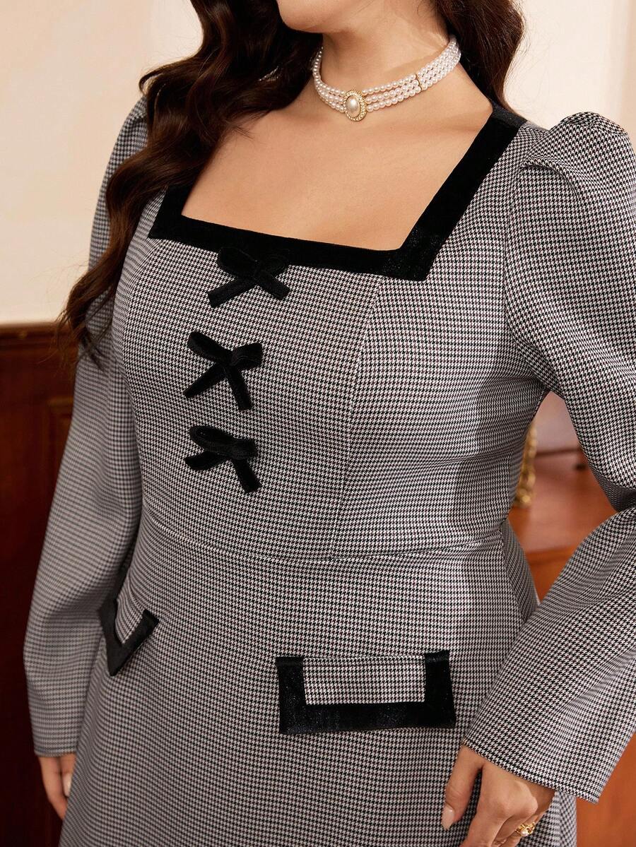 SHEIN Auvina فستان أنيق طويل بربطة عنق للمقاسات الكبيرة