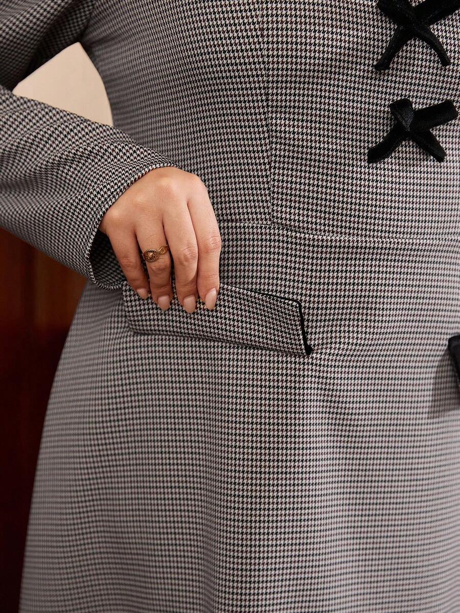 SHEIN Auvina فستان أنيق طويل بربطة عنق للمقاسات الكبيرة