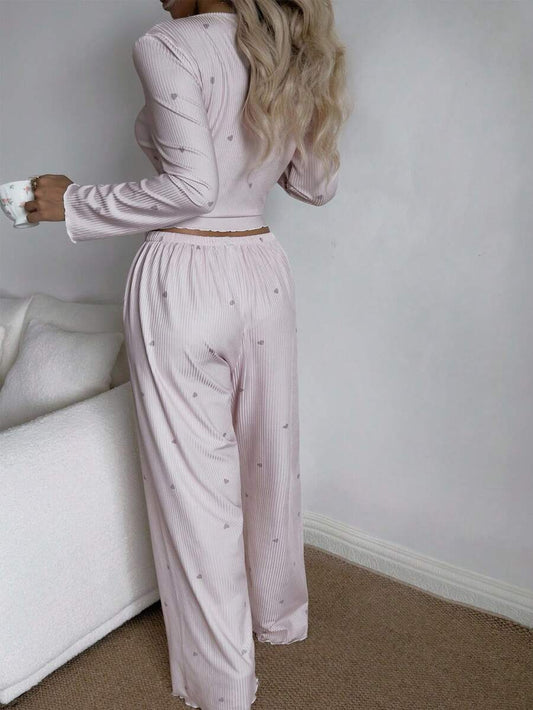 SHEIN Dream Adore بيجاما نسائية 2 قطعة بطباعة قلب