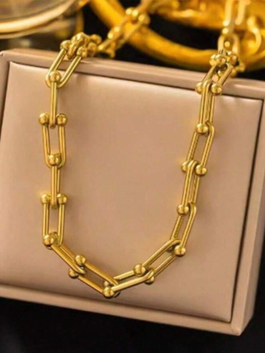 SHEIN قلادة وسوار فولاذ بتصميم حدوة حصان