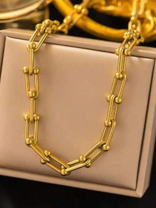 SHEIN قلادة وسوار فولاذ بتصميم حدوة حصان