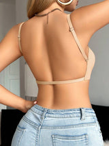 SHEIN Snug Zone صدرية بلون بيج بظهر مكشوف أربطة رفيعة