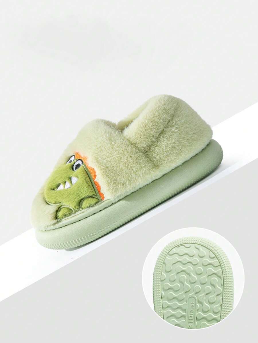 SHEIN زوج أحذية دافئة كرتونية للأطفال من الفليس للأولاد والبنات