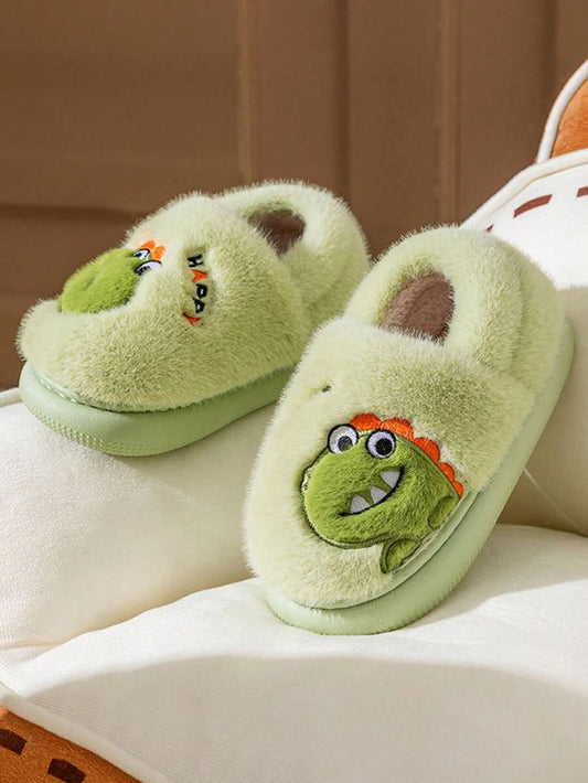 SHEIN زوج أحذية دافئة كرتونية للأطفال من الفليس للأولاد والبنات