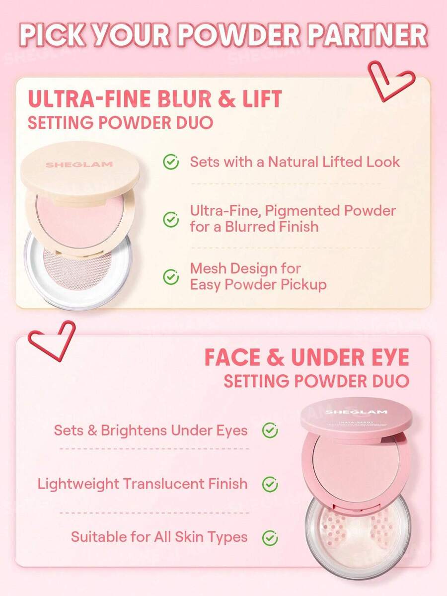 SHEGLAM Insta-Ready Ultra-Fine بودرة تثبيت اثنان في واحد