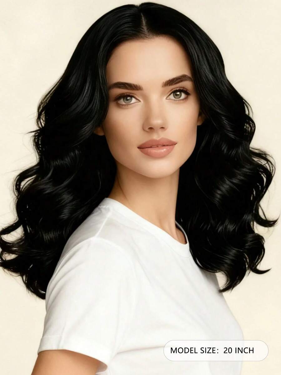 SHEIN باروكة سوداء 20 بوصة مموجة ومجعدة