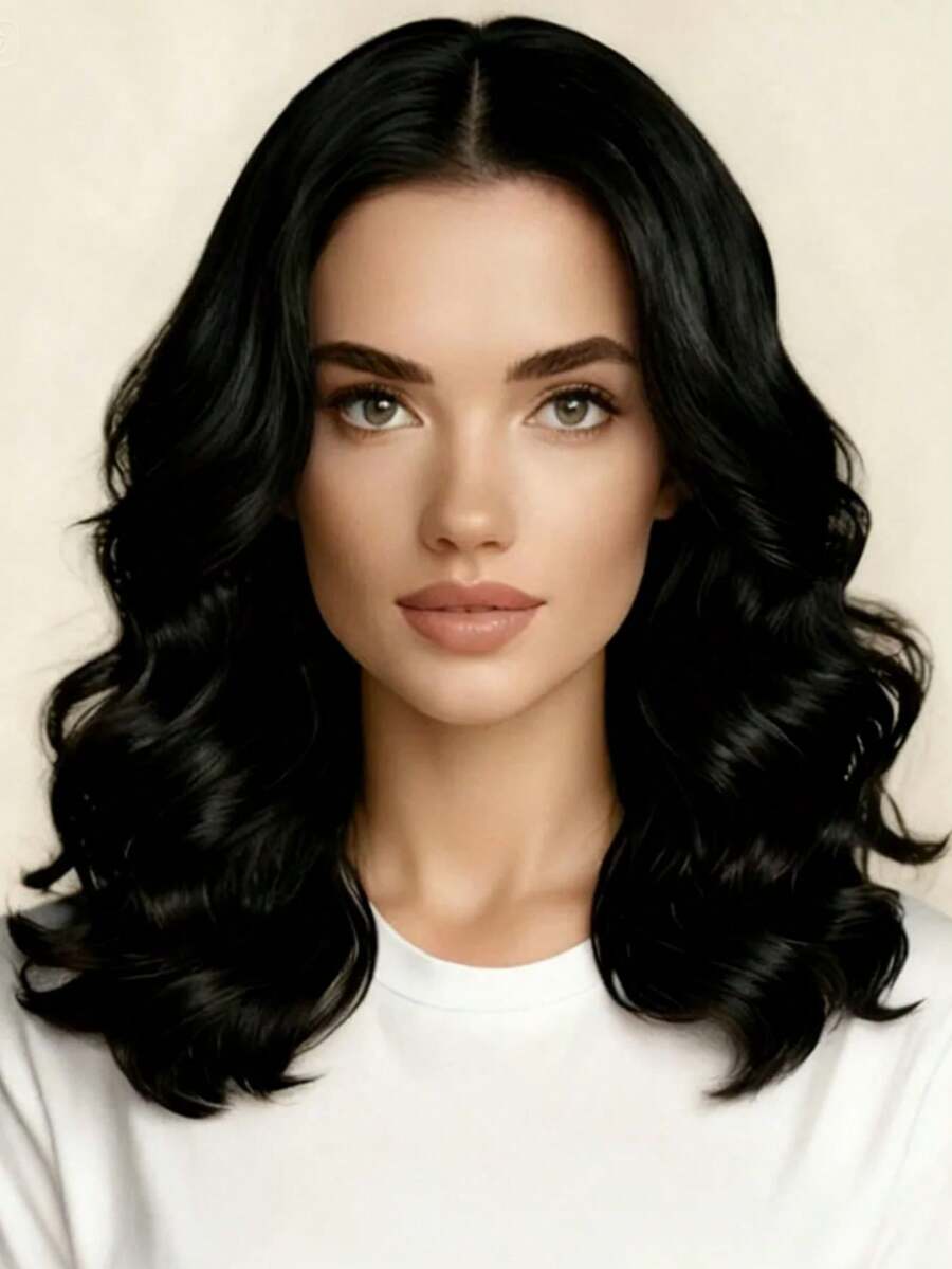 SHEIN باروكة سوداء 20 بوصة مموجة ومجعدة