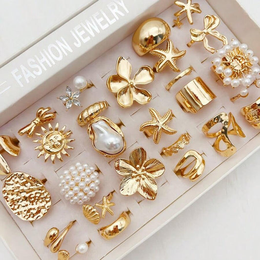 SHEIN مجموعة 15 خواتم معدنية بتصميم متنوع