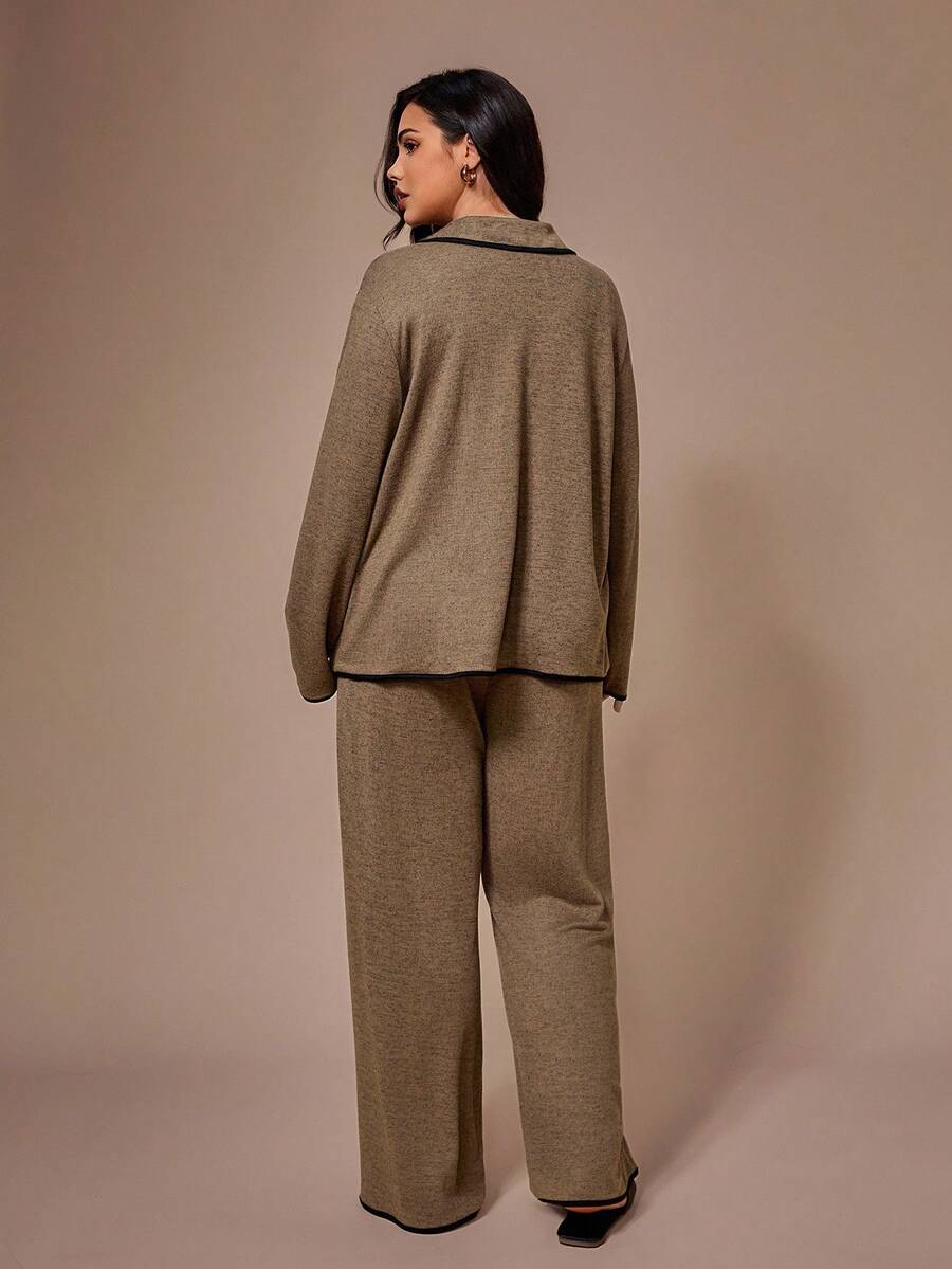 SHEIN Lazeform كارديجان كاجوال محبوك زهور بأزرار مقاس كبير
