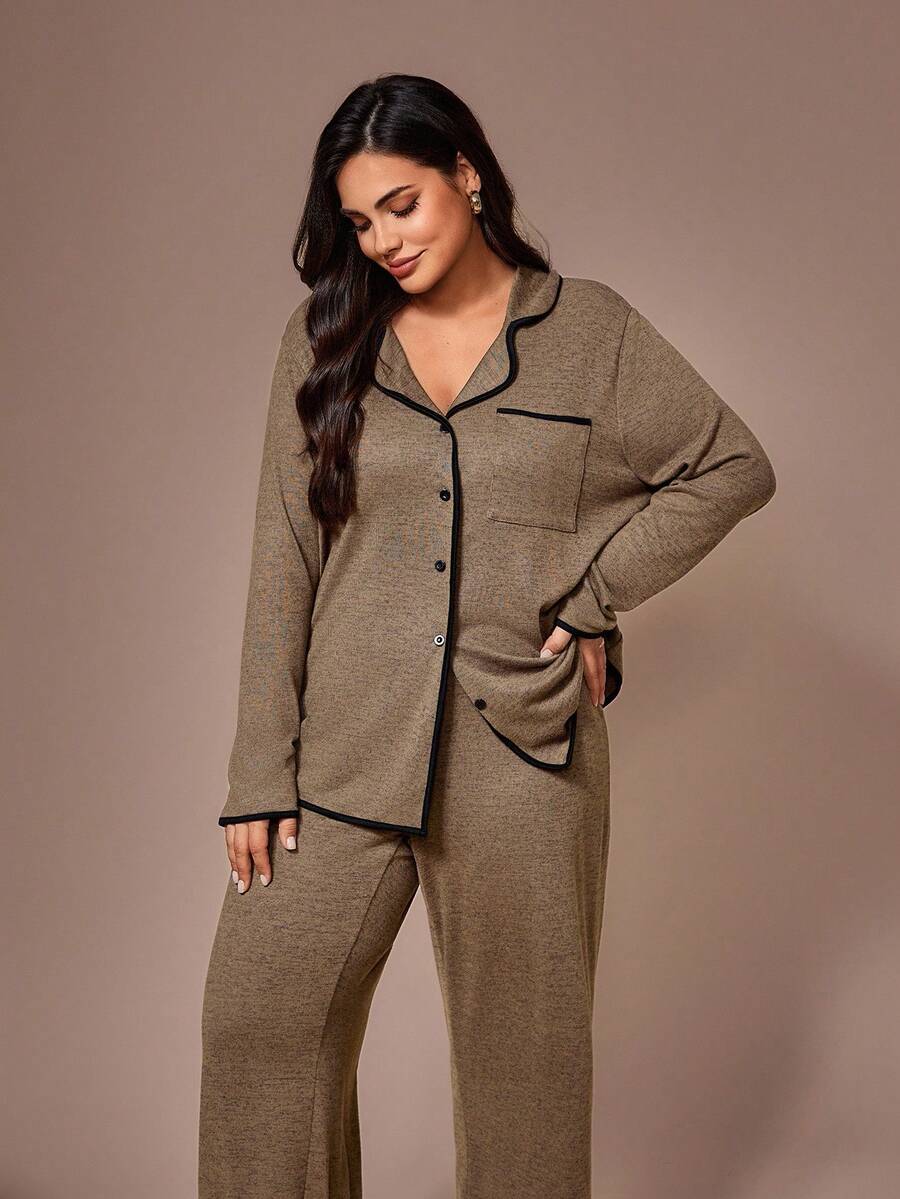 SHEIN Lazeform كارديجان كاجوال محبوك زهور بأزرار مقاس كبير