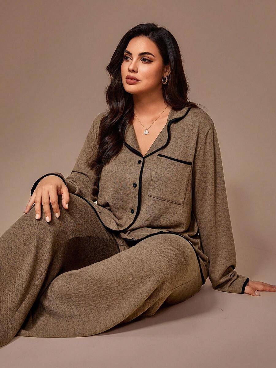 SHEIN Lazeform كارديجان كاجوال محبوك زهور بأزرار مقاس كبير