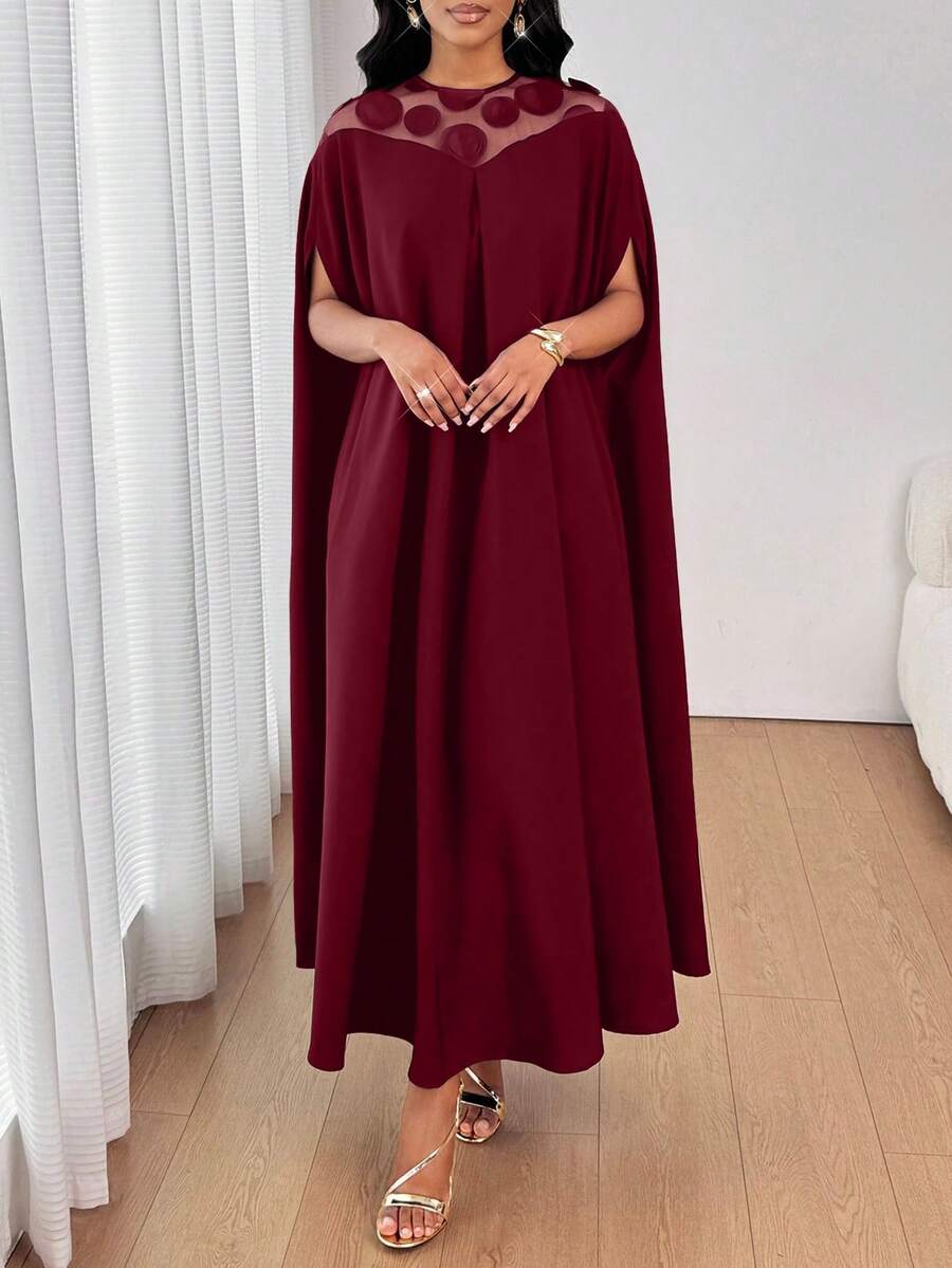 SHEIN Lady فستان فضفاض بأكمام خفاش مزين بالترتر والشبك