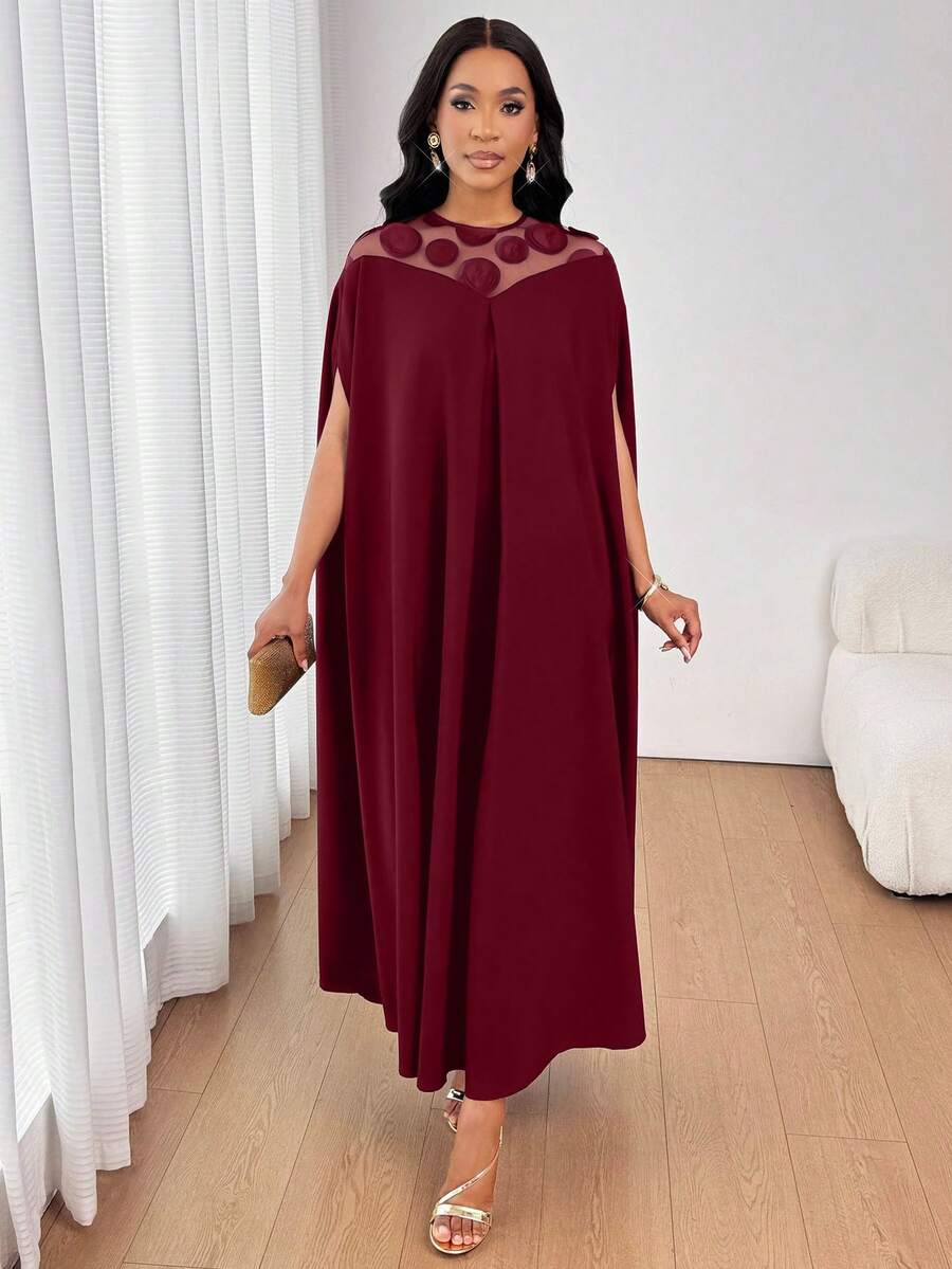 SHEIN Lady فستان فضفاض بأكمام خفاش مزين بالترتر والشبك