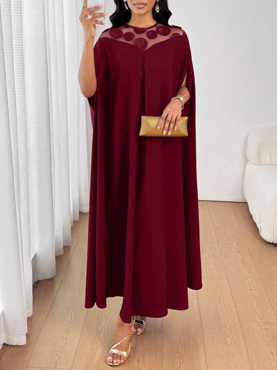 SHEIN Lady فستان فضفاض بأكمام خفاش مزين بالترتر والشبك