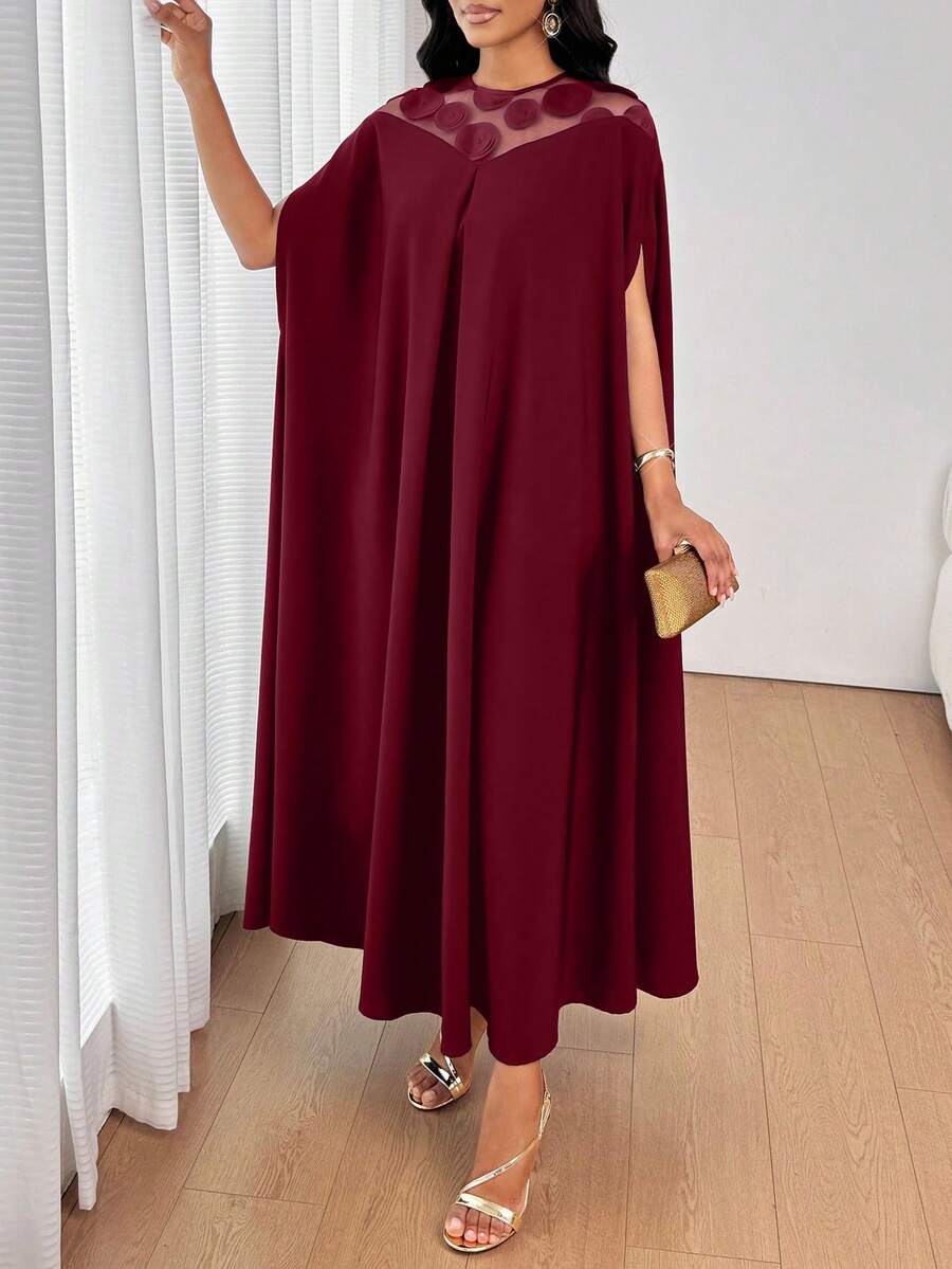 SHEIN Lady فستان فضفاض بأكمام خفاش مزين بالترتر والشبك