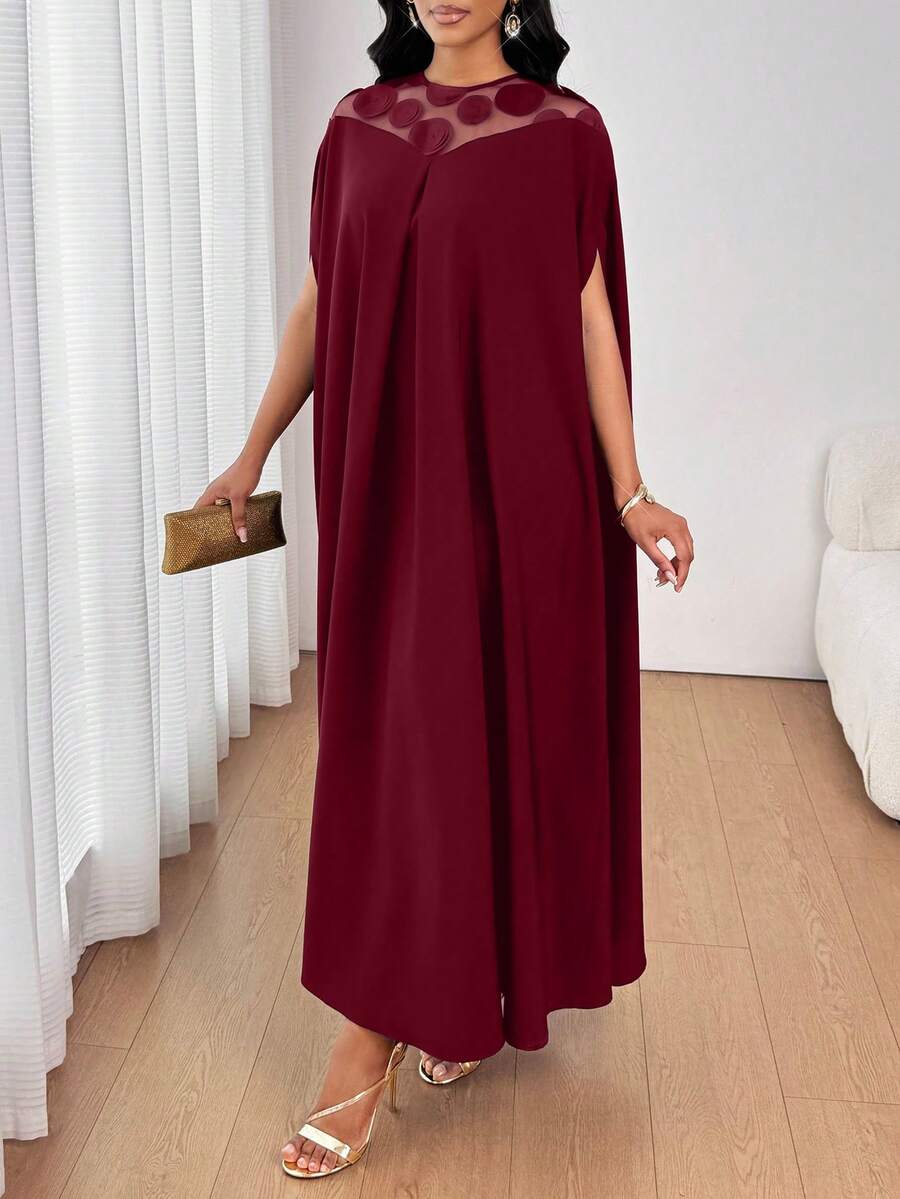 SHEIN Lady فستان فضفاض بأكمام خفاش مزين بالترتر والشبك