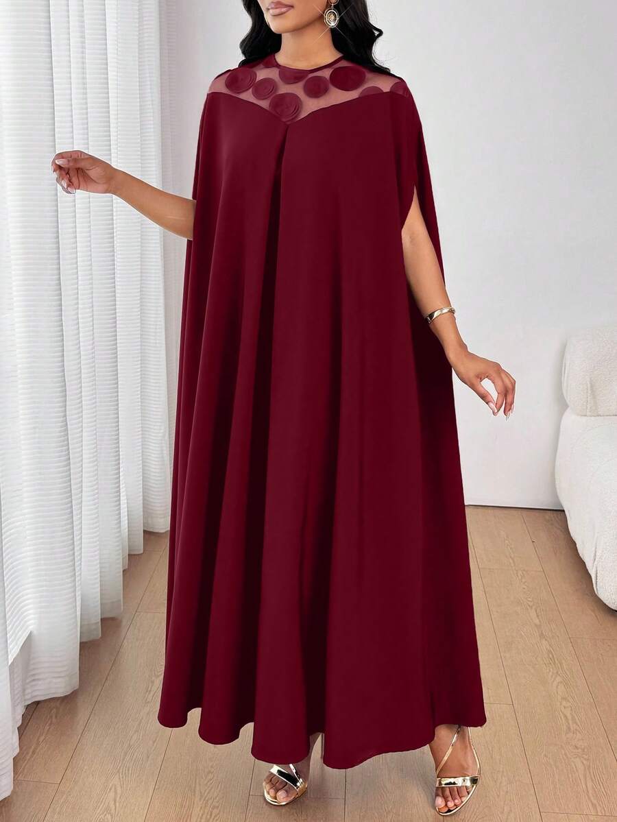 SHEIN Lady فستان فضفاض بأكمام خفاش مزين بالترتر والشبك