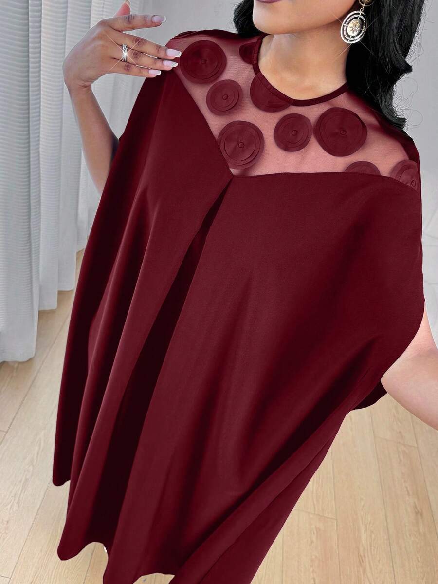 SHEIN Lady فستان فضفاض بأكمام خفاش مزين بالترتر والشبك