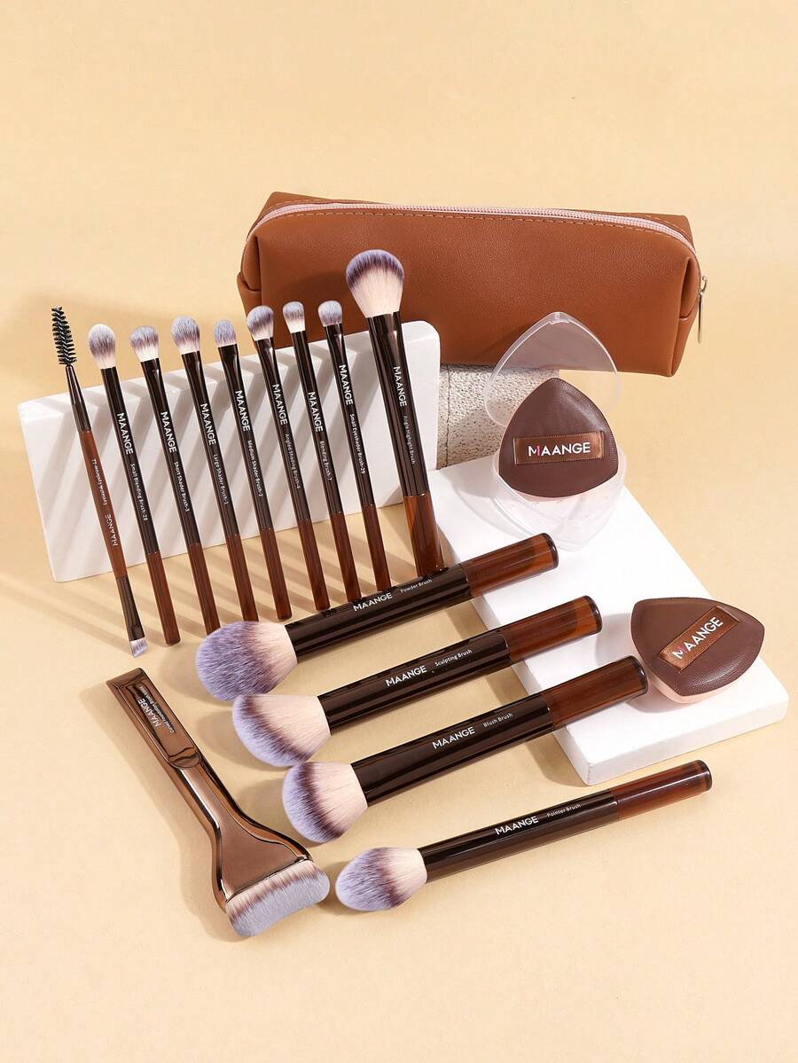 SHEIN MAANGE فرش مكياج احترافية بأنابيب ألومنيوم طويلة