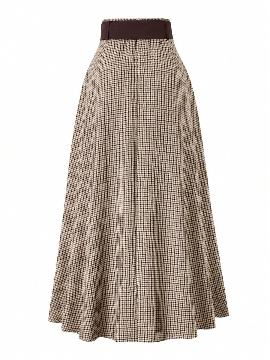 SHEIN تنورة نسائية بنمط مربعات فضفاضة وأنيقة