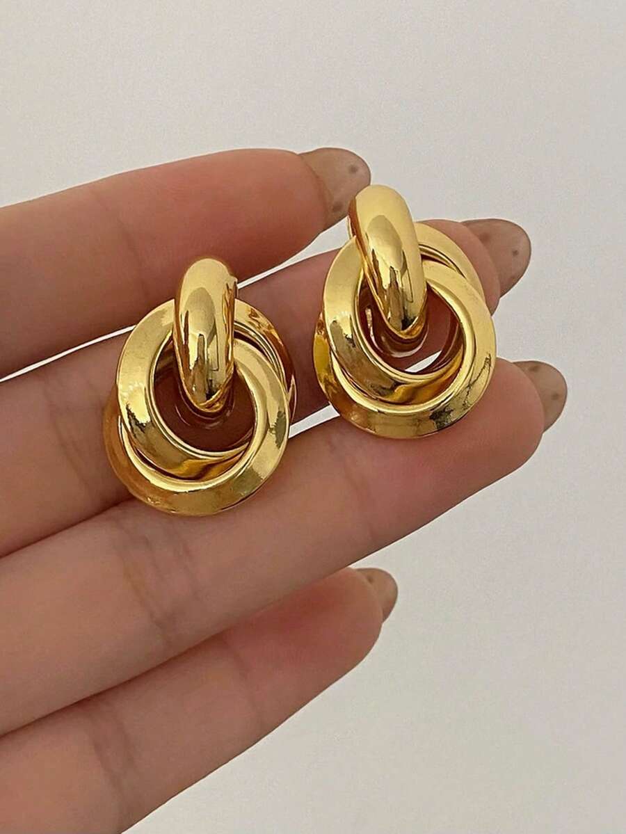 SHEIN مجموعة 5 أقراط معدنية مزخرفة بأشكال زهور ولؤلؤ