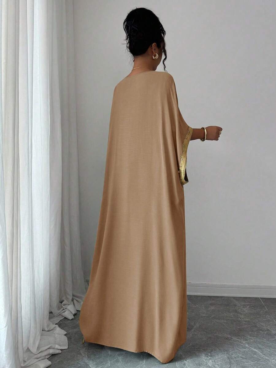 SHEIN Elenzga فستان أنيق بأكمام خفافيش مزين بالدانتيل