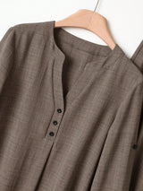 SHEIN Rusticease طقم نسائي كاجوال قطعتين بلوزة بياقة V وبنطال واسع
