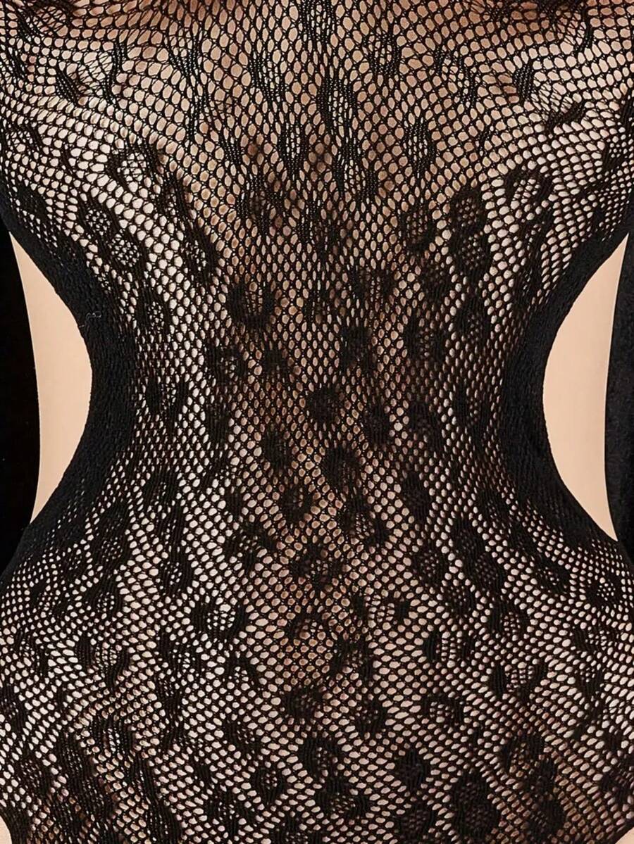 SHEIN بوديسوت اسود ضيق بطبعة نمر مفتوح ومطاطي