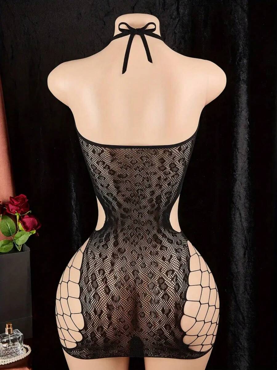 SHEIN بوديسوت اسود ضيق بطبعة نمر مفتوح ومطاطي