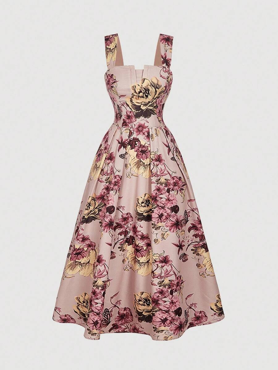 SHEIN MOD فستان متوسط الطول بطبعة زهرية