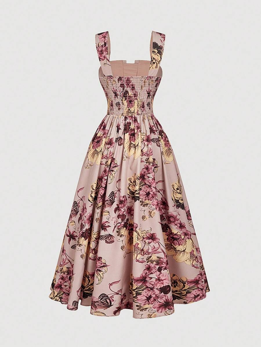 SHEIN MOD فستان متوسط الطول بطبعة زهرية