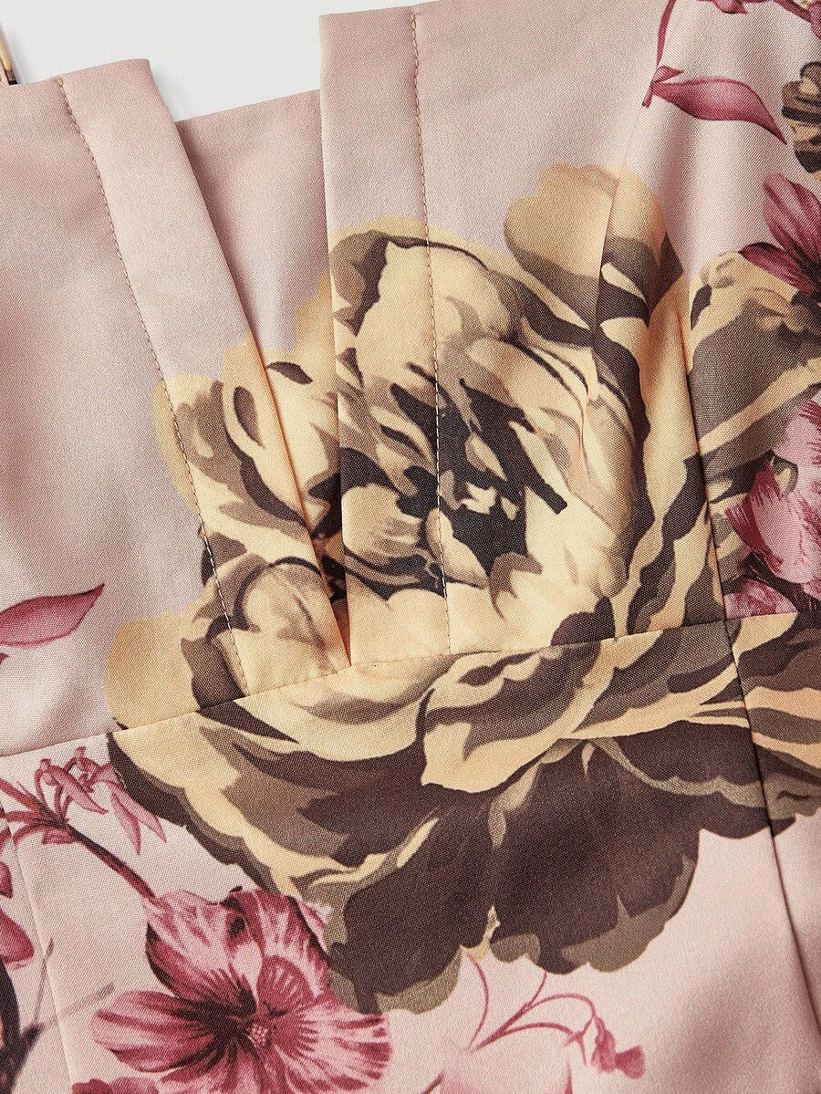 SHEIN MOD فستان متوسط الطول بطبعة زهرية