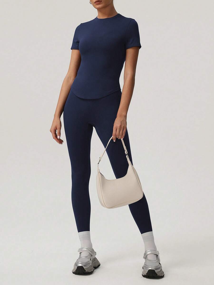 SHEIN Sodalemon مجموعة ملابس رياضية تي شيرت وبنطلون يوجا
