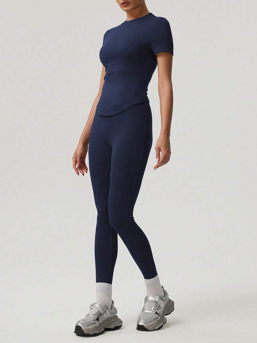 SHEIN Sodalemon مجموعة ملابس رياضية تي شيرت وبنطلون يوجا
