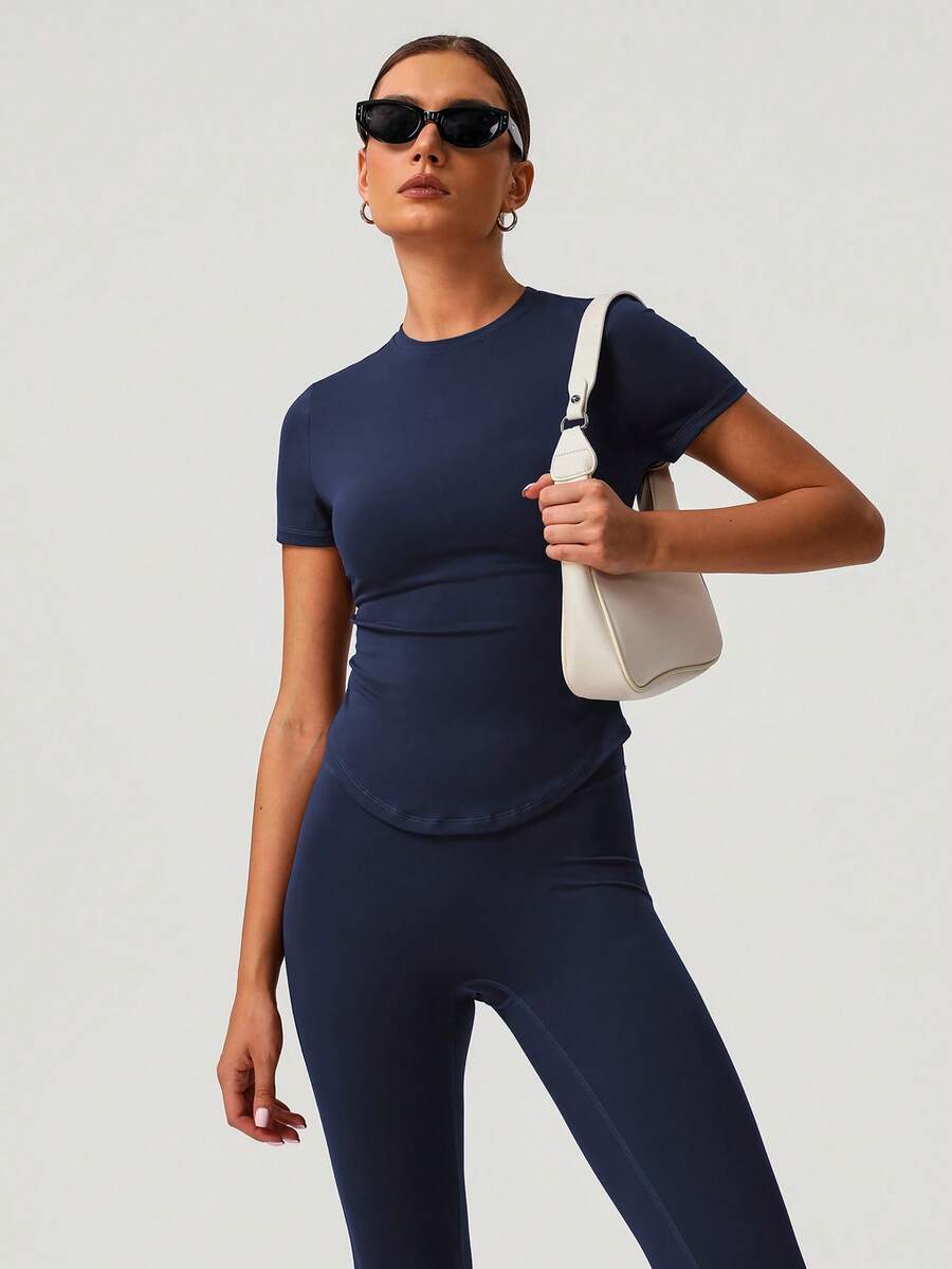 SHEIN Sodalemon مجموعة ملابس رياضية تي شيرت وبنطلون يوجا